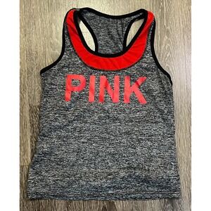 PINK Athletic Tank Top Gray Heathered Racerback Activewear Size Medium